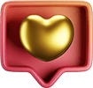 Red message bubble with golden heart